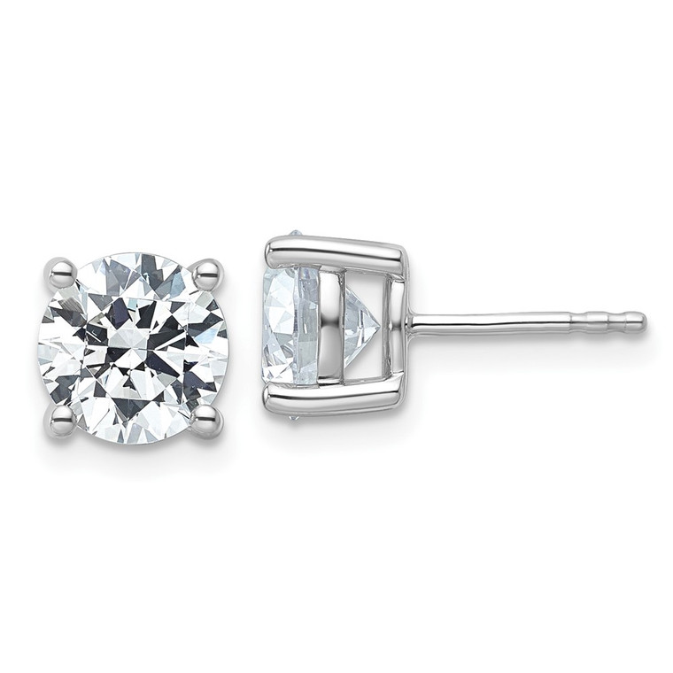 18kw 4 ctw Lab Grown Dia VS+ F+ Round 4 Prong Hvy Wt Earring