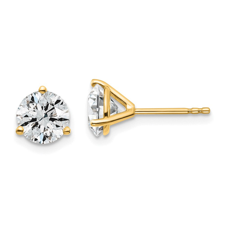 18ky 2 1/2 ctw Lab Grown Dia VS+ F+ Round 3 Prong Hvy Wt Earring