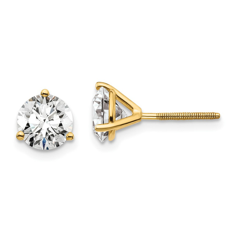 18ky 4 ctw Lab Grown Dia VS+ F+ Round 3 Prong Hvy Wt ScrewBk Earring