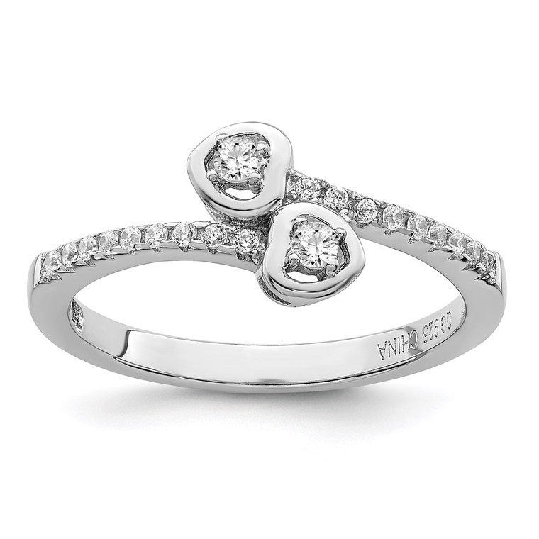 Brilliant Embers Sterling Silver Rhodium-plated 21 Stone Micro Pav‚ CZ Heart Ring - QM-F7CD4CFB-7024