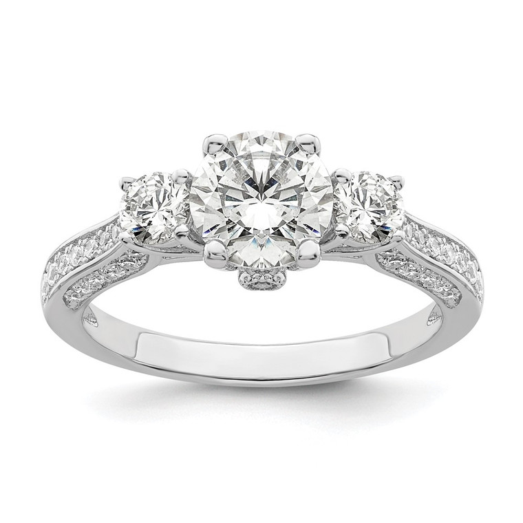 Brilliant Embers Sterling Silver Rhodium-plated 45 Stone Micro Pav‚ CZ Ring - QM-A8829334-2053