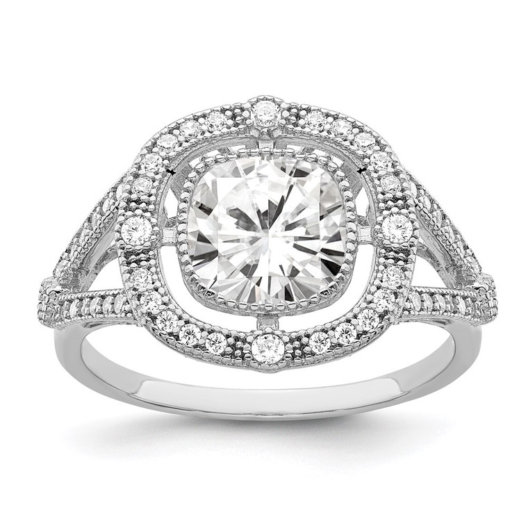 Brilliant Embers Sterling Silver Rhodium-plated 51 Stone Fancy Micro Pav‚ CZ Ring - QM-CA71E38A-6149