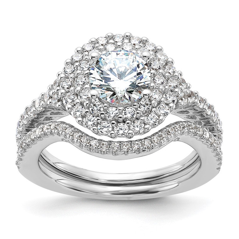 Brilliant Embers Sterling Silver Rhodium-plated 86 Stone Micro Pav‚ CZ 2-piece Wedding Set - QM-BBE3FF80-8311