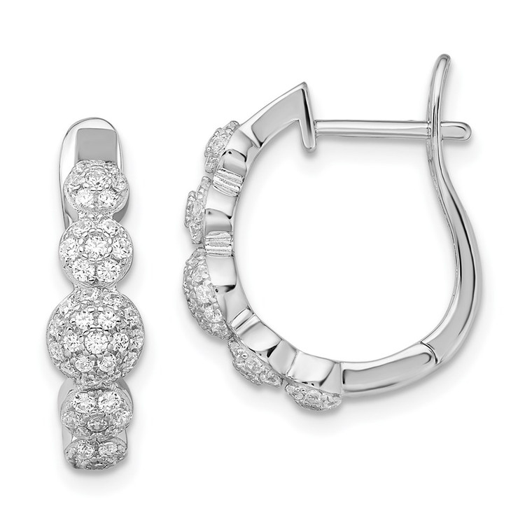 Brilliant Embers Sterling Silver Rhodium-plated 92 Stone Micro Pav‚ CZ Hinged Hoop Earrings