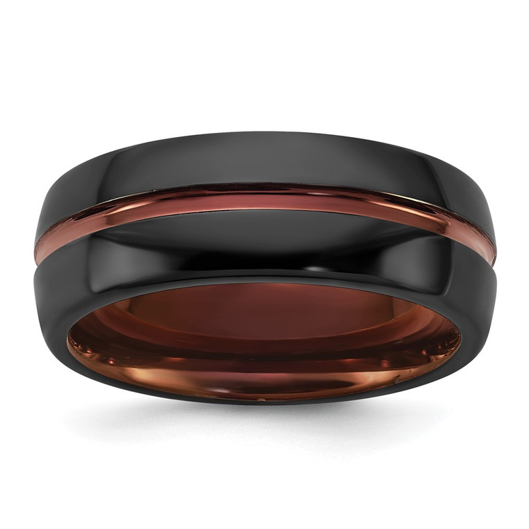 Ceramic Black Polished with Red IP-plated Center and Inside 8mm Band - CE-FAEE169D-3850