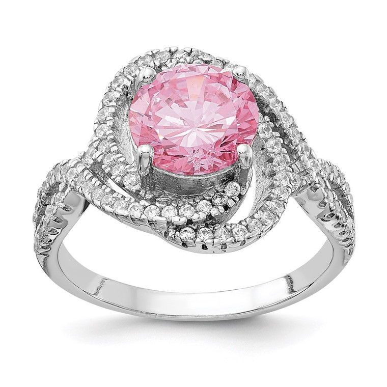 Cheryl M Sterling Silver Rhodium-plated Fancy Pink and White Brilliant-cut CZ Ring - QC-4DF8860C-5109