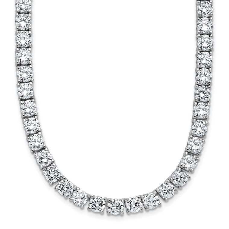 Cheryl M Sterling Silver Rhodium-plated Polished 5.00mm CZ with Safety Clasp Tennis Necklace - QC-6BF0C9DD-2133