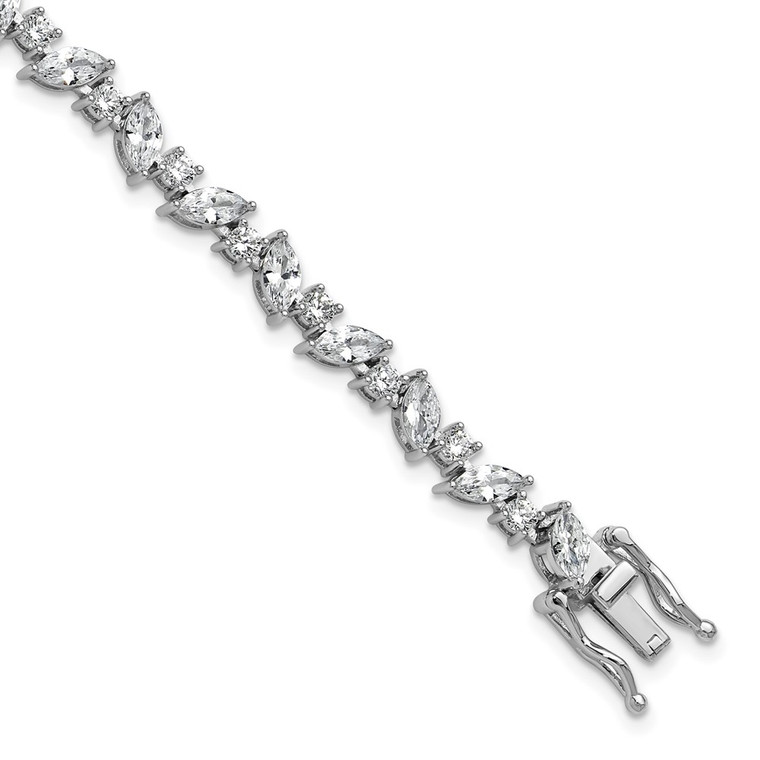 Cheryl M Sterling Silver Rhodium-plated Polished Fancy Marquise CZ Bracelet