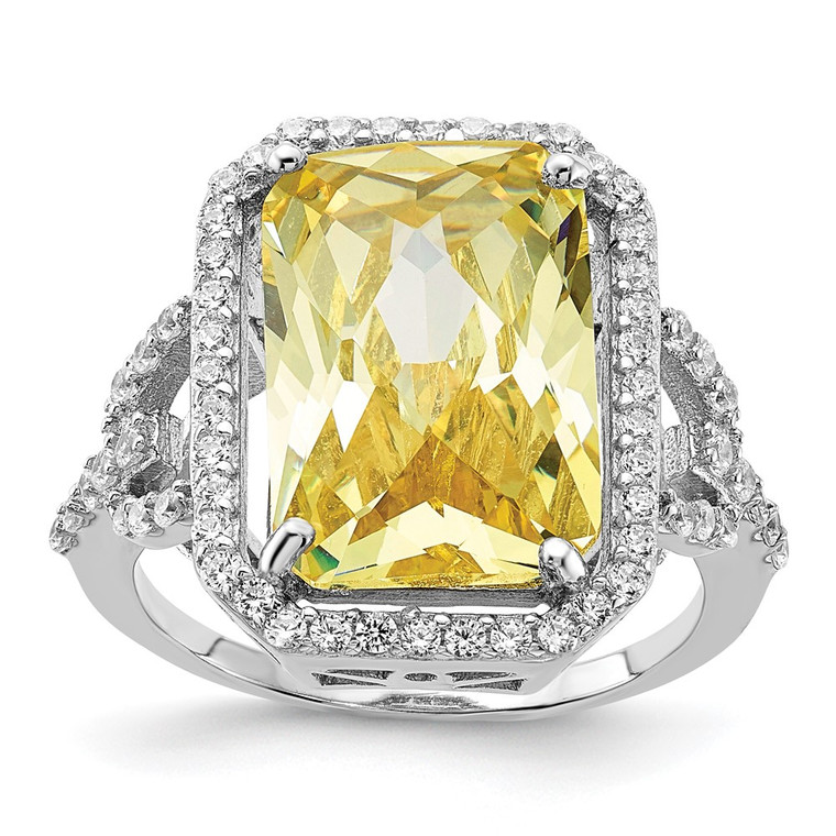 Cheryl M Sterling Silver Rhodium-plated Polished Fancy Yellow and White CZ Ring - QC-6B0BF53F-5131