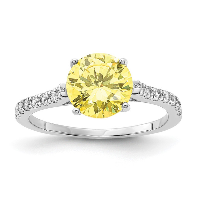 Cheryl M Sterling Silver Rhodium-plated Polished Yellow and White CZ Ring - QC-153D067B-4918