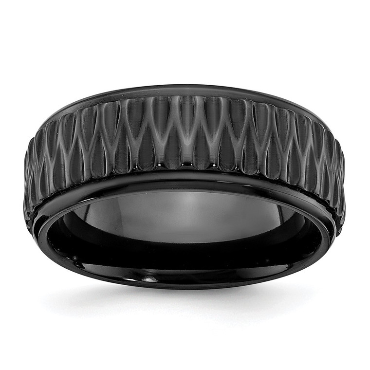 Chisel Black Zirconium Polished 8mm Grooved Band - ZC-E2DB0B0D-2418