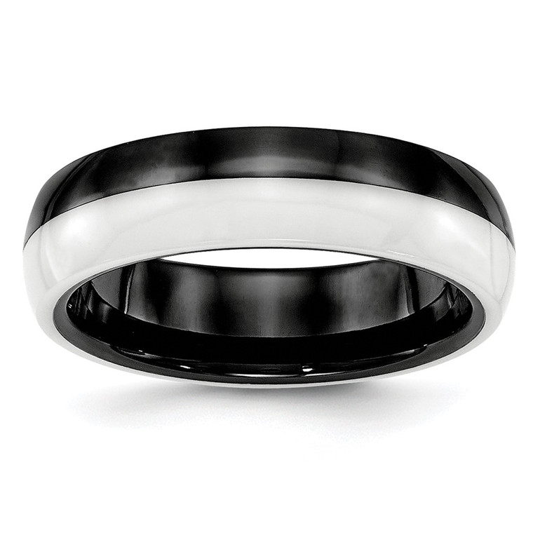 Chisel Ceramic Black and White 6mm Polished Band - CE-29E0EAB8-6523