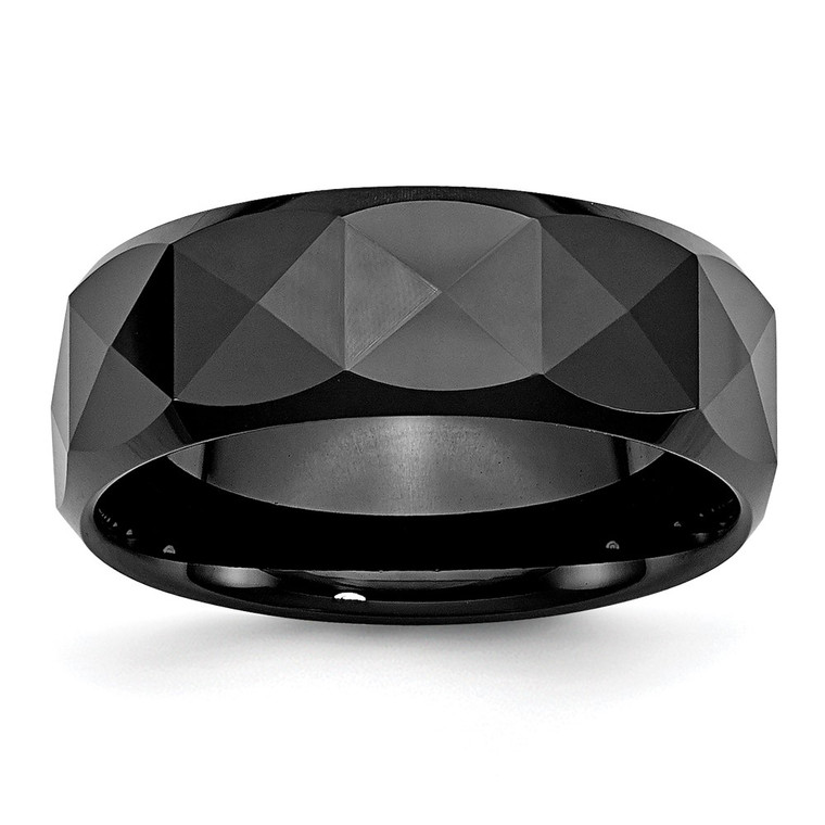 Chisel Ceramic Faceted Black 8mm Polished Beveled Edge Band - CE-8551156A-5740