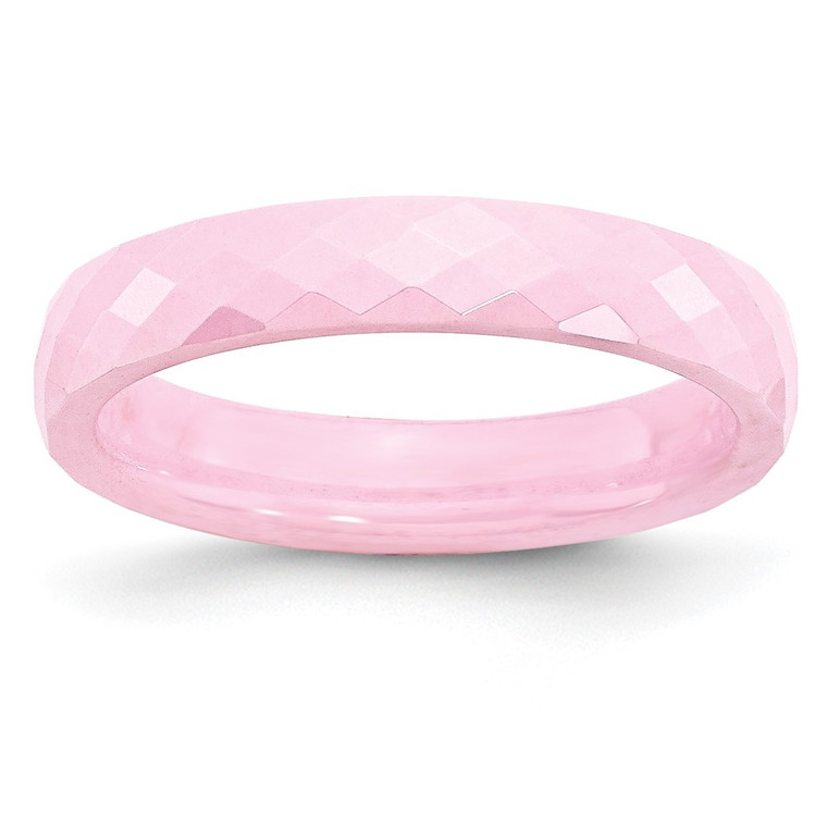 Chisel Ceramic Pink 4mm Faceted Polished Band - CE-55DA8A53-5408