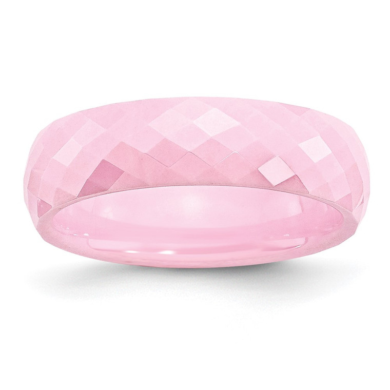 Chisel Ceramic Pink Faceted 6mm Polished Band - CE-9017EE24-9729