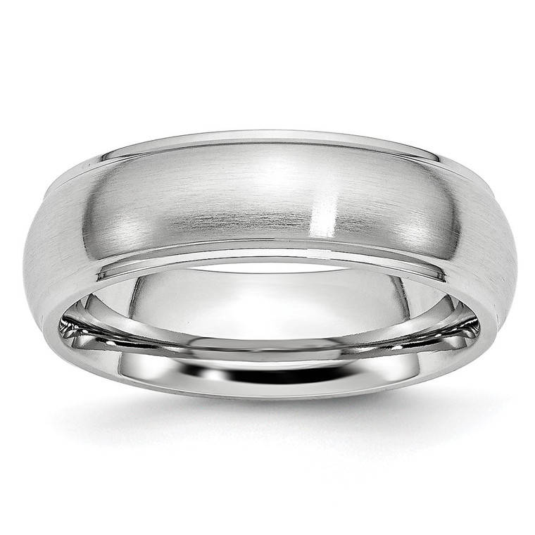 Chisel Cobalt Satin and Polished 7mm Ridged Edge Band - CC-E6A3BA67-9593