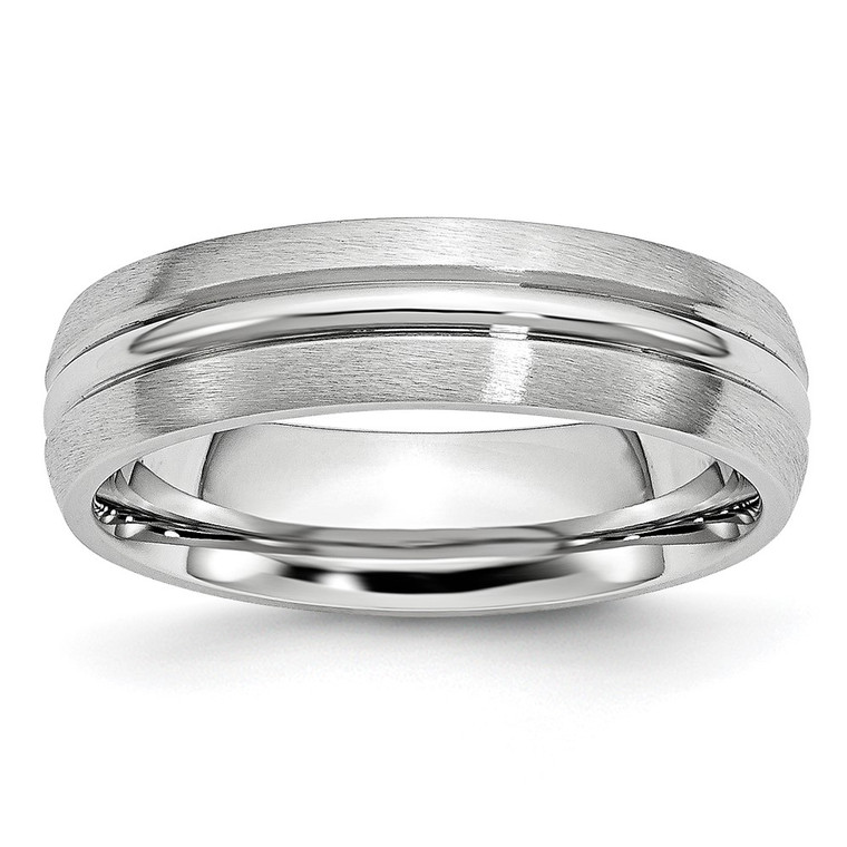 Chisel Cobalt Satin and Polished Grooved 6mm Band - CC-3AB8AF35-8740