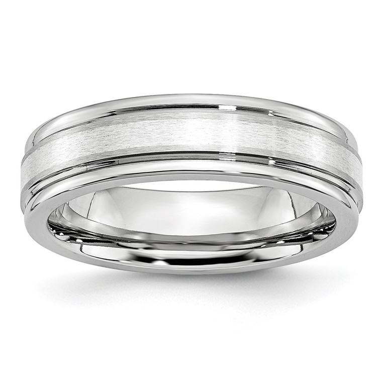 Chisel Cobalt Sterling Silver Inlay Satin and Polished 6mm Band - CC-ED20F367-3489