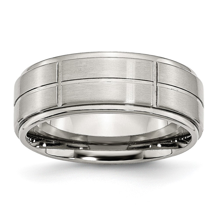 Chisel Stainless Steel Brushed and Polished Grooved 8mm Ridged Edge Band - SR-142B77C5-4047