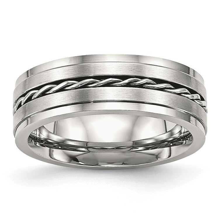 Chisel Stainless Steel Brushed and Polished Twisted 7mm Band - SR-0CF5A36B-9244