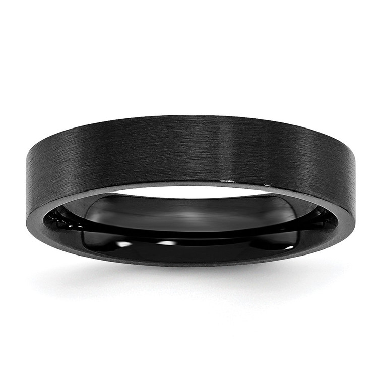 Chisel Stainless Steel Brushed Black IP-plated 5mm Flat Band - SR-F83B31C8-2412