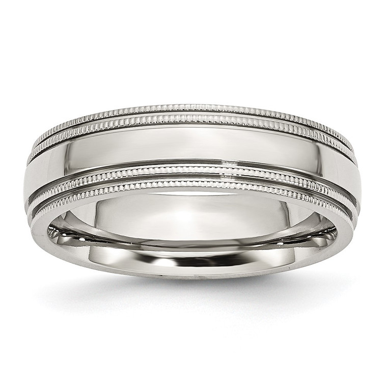 Chisel Stainless Steel Polished 6mm Grooved and Beaded Band - SR-C2304111-5973
