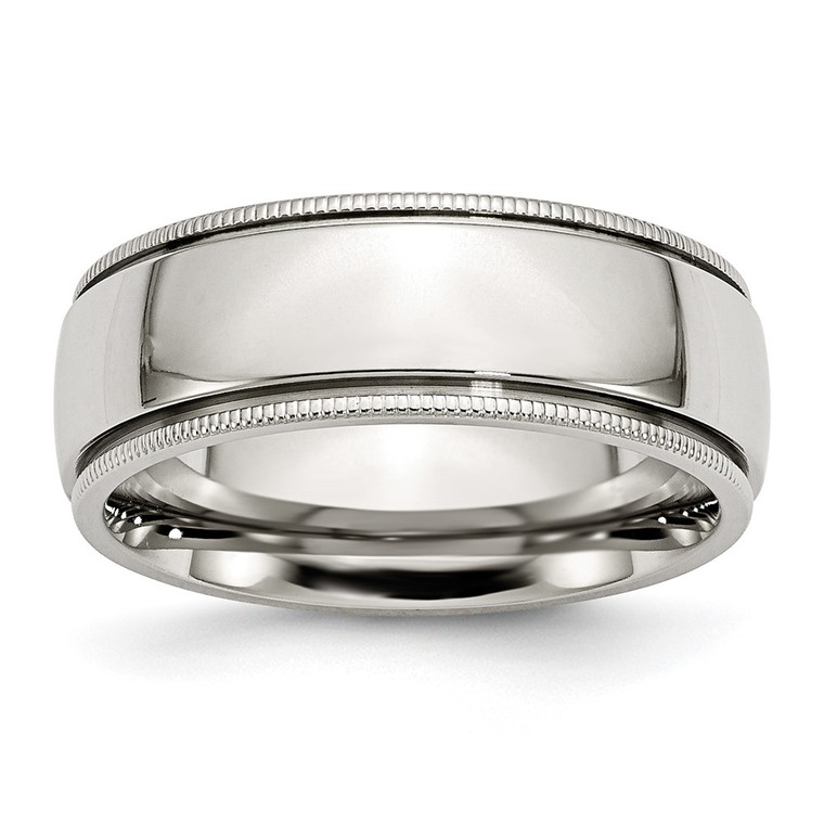 Chisel Stainless Steel Polished 8mm Grooved and Beaded Band - SR-5ADCEBB3-2636