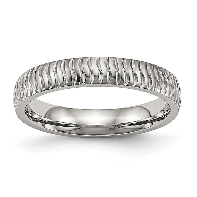 Chisel Stainless Steel Polished and Textured 4mm Band - SR-1D4FE1C3-8205
