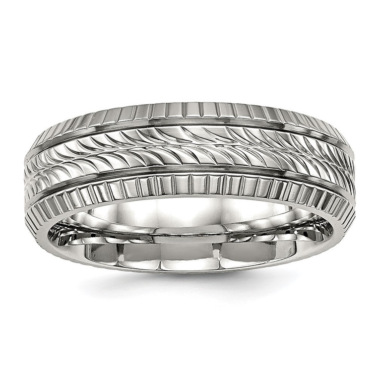 Chisel Stainless Steel Polished and Textured 7mm Grooved Band - SR-DBDAFB3B-5457