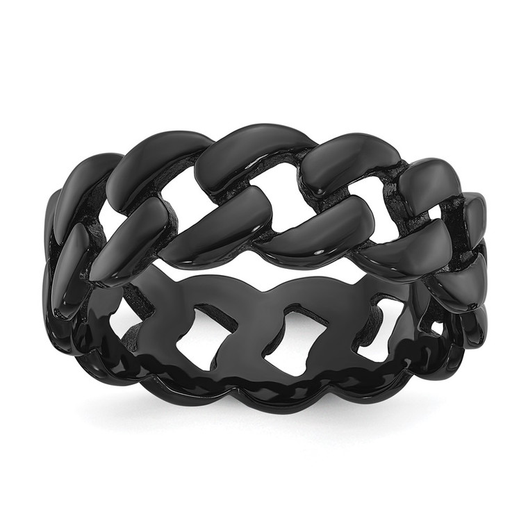 Chisel Stainless Steel Polished Black IP-plated 8mm Curb Link Band - SR-6E1F3FBC-7184