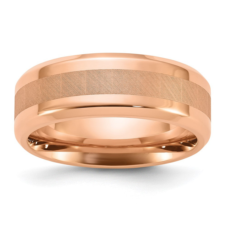 Chisel Stainless Steel Polished Rose IP-plated with Brushed Center 8mm Band - SR-CF8DED72-7366