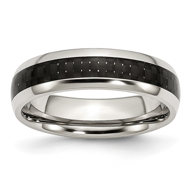 Chisel Stainless Steel Polished with Black Carbon Fiber Inlay 6mm Band - SR-8CC2AEC3-9435