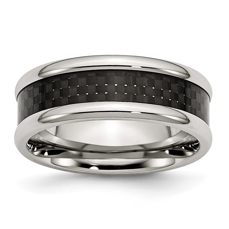 Chisel Stainless Steel Polished with Black Carbon Fiber Inlay 8mm Band - SR-1B33CDA5-8072