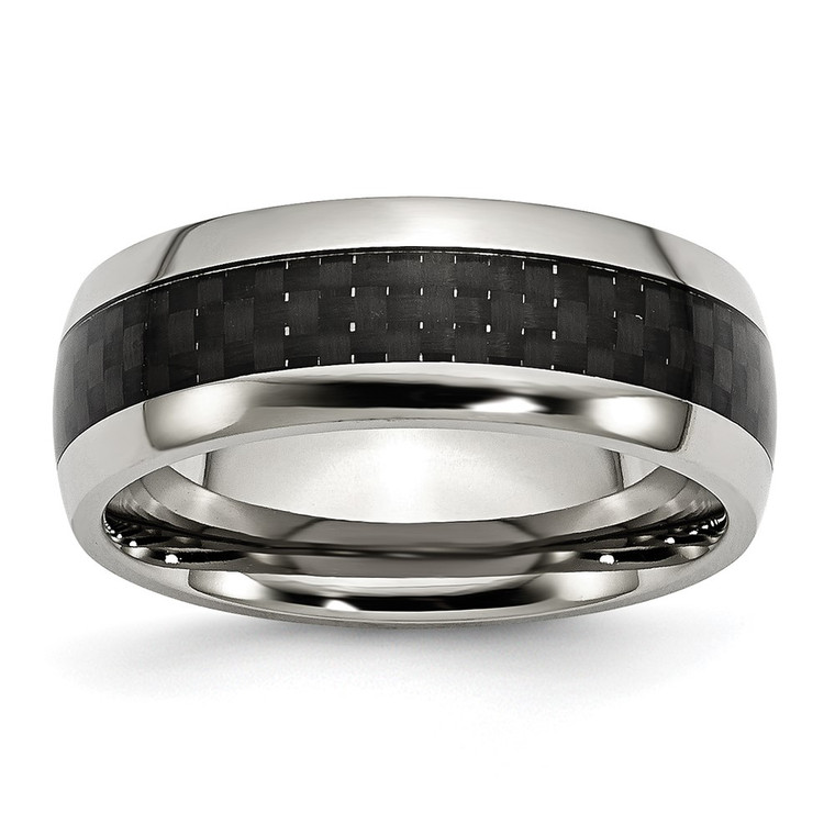 Chisel Stainless Steel Polished with Black Carbon Fiber Inlay 8mm Band - SR-74F066D9-8279