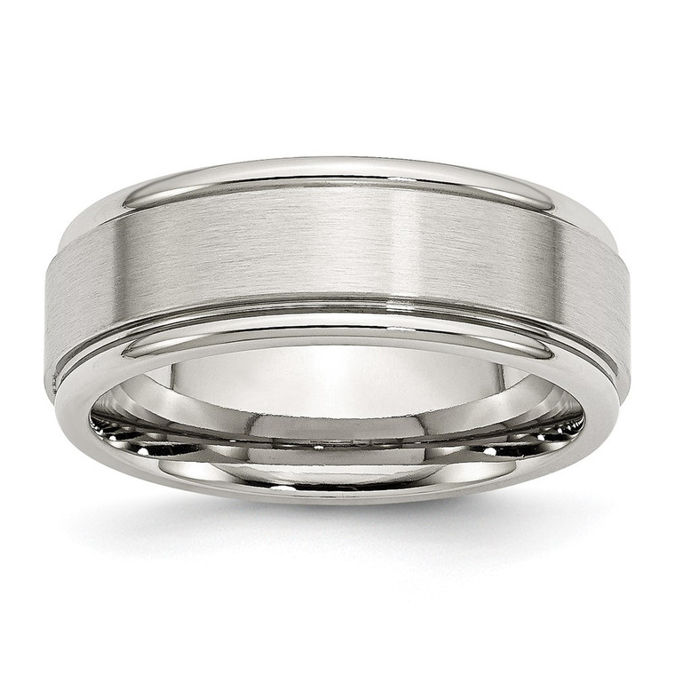 Chisel Stainless Steel Polished with Brushed Center 8mm Ridged Edge Band - SR-779FBE4A-5902