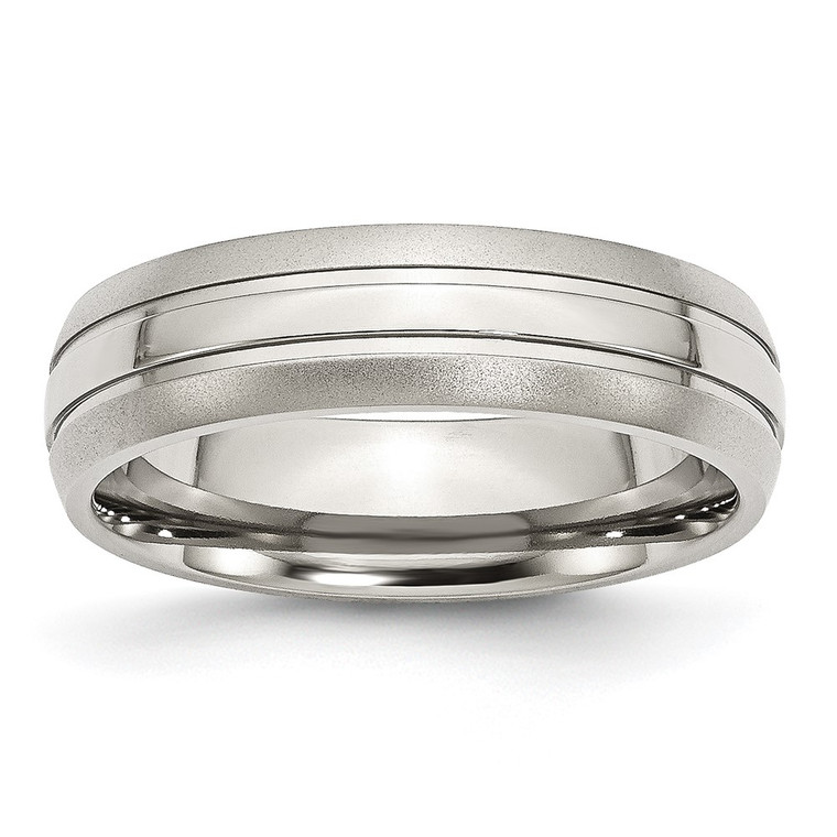 Chisel Stainless Steel Polished with Brushed Edge 6mm Grooved Band - SR-D4C78D27-9690
