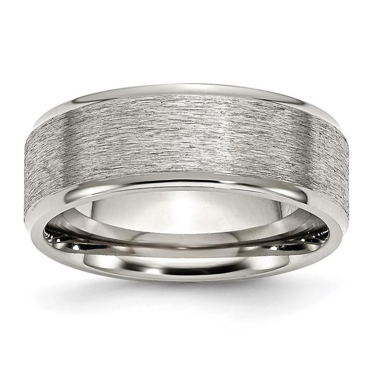 Chisel Stainless Steel Polished with Grain Finish Center 8mm Ridged Edge Band - SR-16EB1A6B-4771