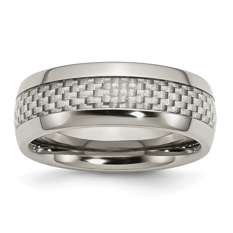 Chisel Stainless Steel Polished with Grey Carbon Fiber Inlay 8mm Band - SR-B8FB6D4B-8567
