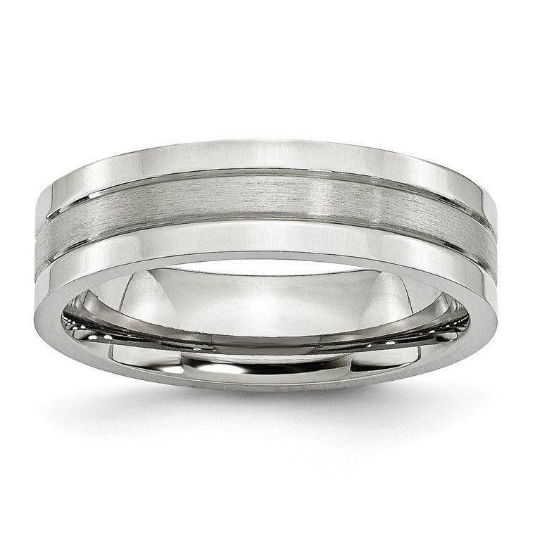 Chisel Stainless Steel Polished with Satin Center 6mm Grooved Band - SR-D42864AF-4076