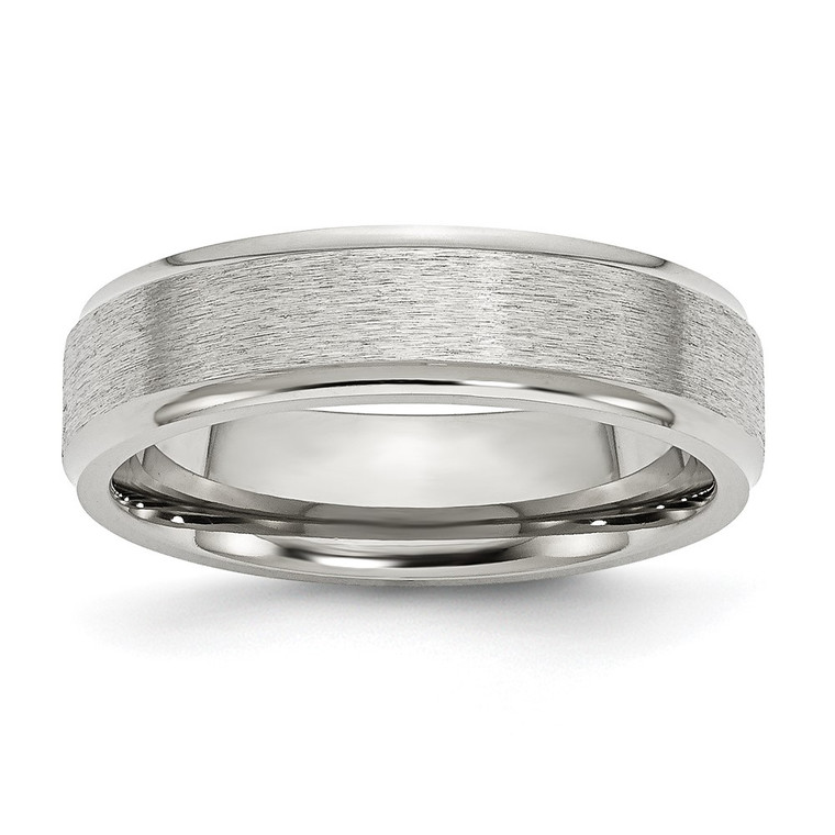 Chisel Stainless Steel Polished with Satin Center 6mm Ridged Edge Band - SR-58D2C6C9-4306