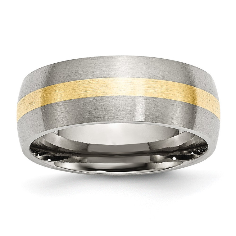 Chisel Stainless Steel with 14k Gold Inlay Brushed 8mm Band - SR-75919B58-6345
