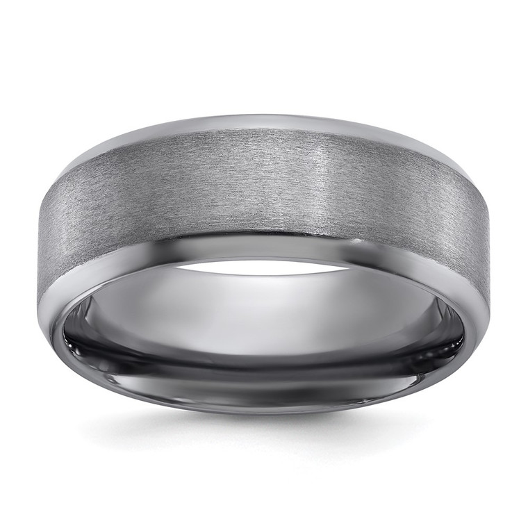 Chisel Tantalum Brushed and Polished 8mm Beveled Edge Band - TT-81CB2F63-3278