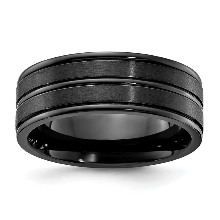 Chisel Titanium Black IP-plated Brushed and Polished 8mm Band - TB-96BF8D64-7903
