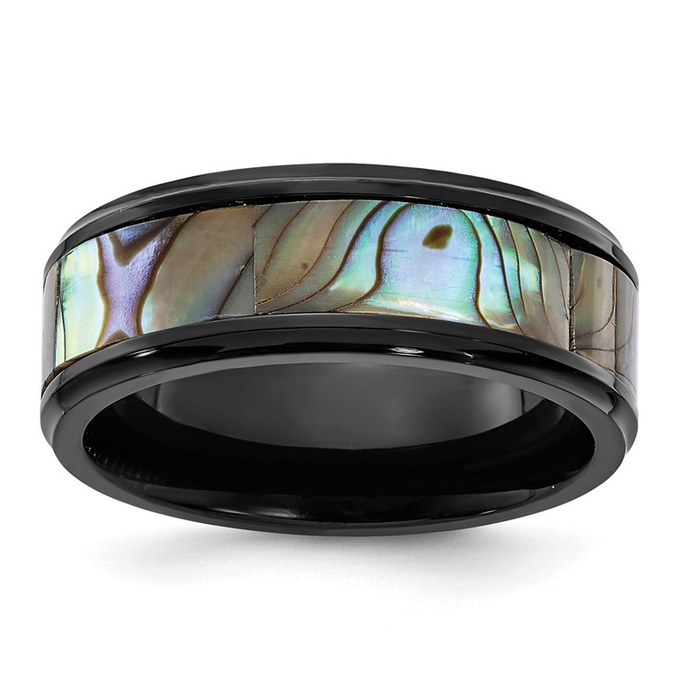 Chisel Titanium Black IP-plated Mother of Pearl Inlay 8mm Band - TB-8F7D2406-9987