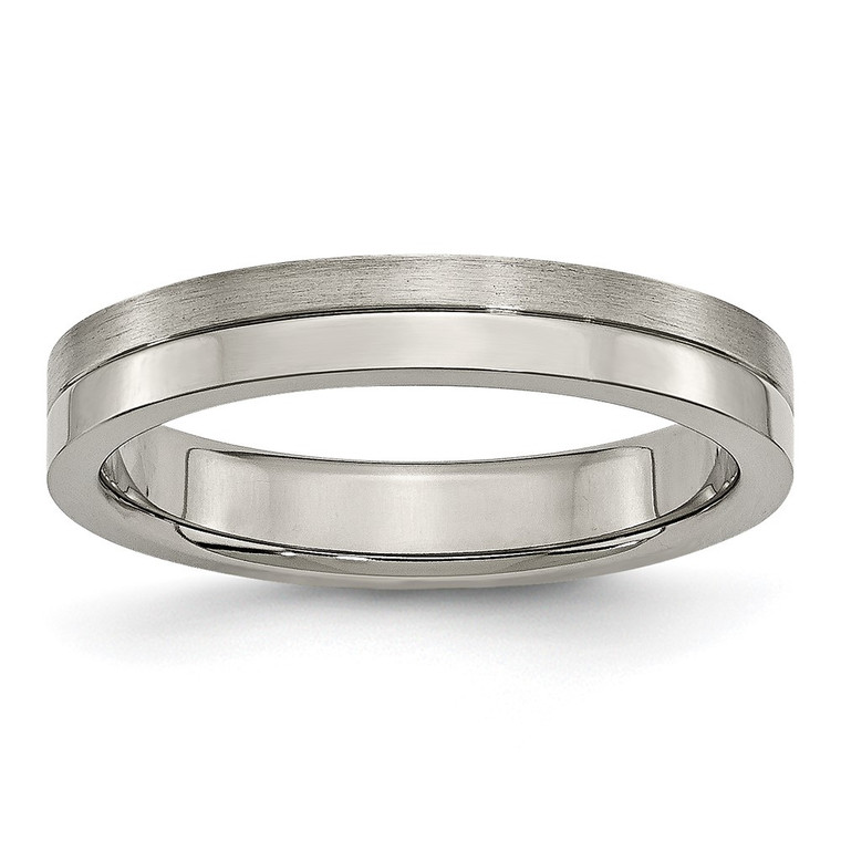 Chisel Titanium Brushed and Polished 4mm Grooved Band - TB-1B87A3FC-6335
