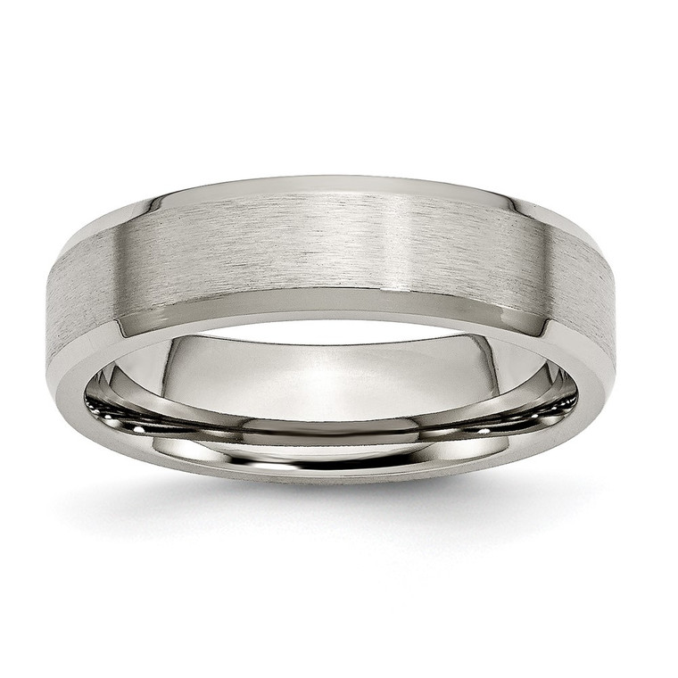 Chisel Titanium Brushed and Polished 6mm Beveled Edge Band - TB-266813DC-9988