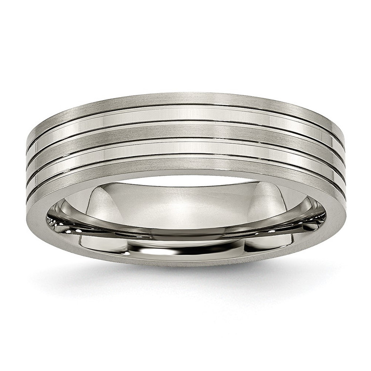 Chisel Titanium Brushed and Polished 6mm Grooved Band - TB-B35F12A3-2850