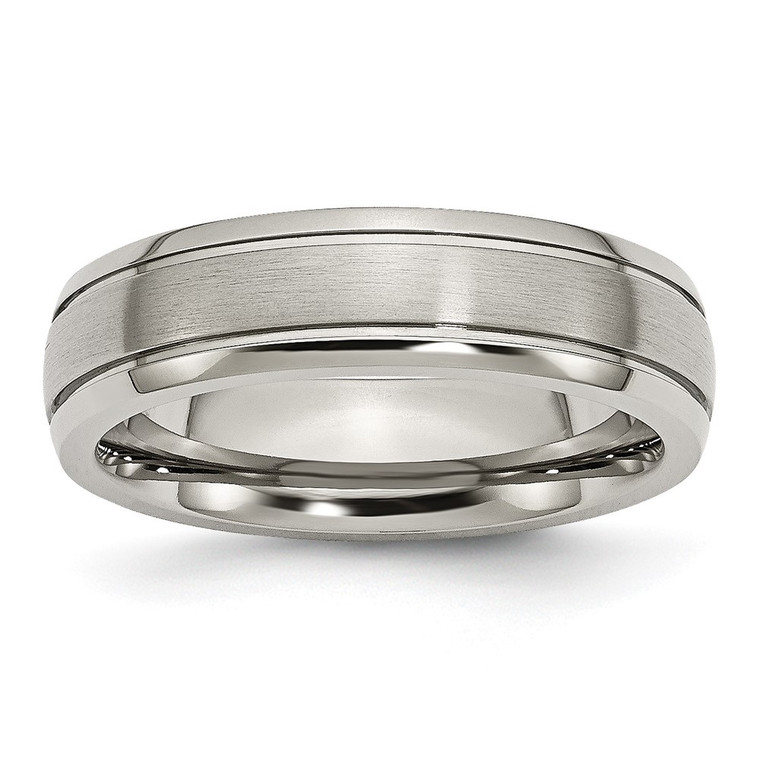 Chisel Titanium Brushed and Polished 6mm Grooved Edge Band - TB-8A0FEF4A-1624