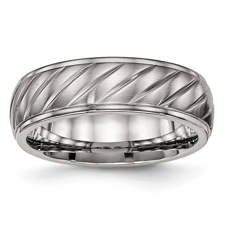 Chisel Titanium Brushed and Polished 7mm Grooved Band - TB-1A9AA70D-6103