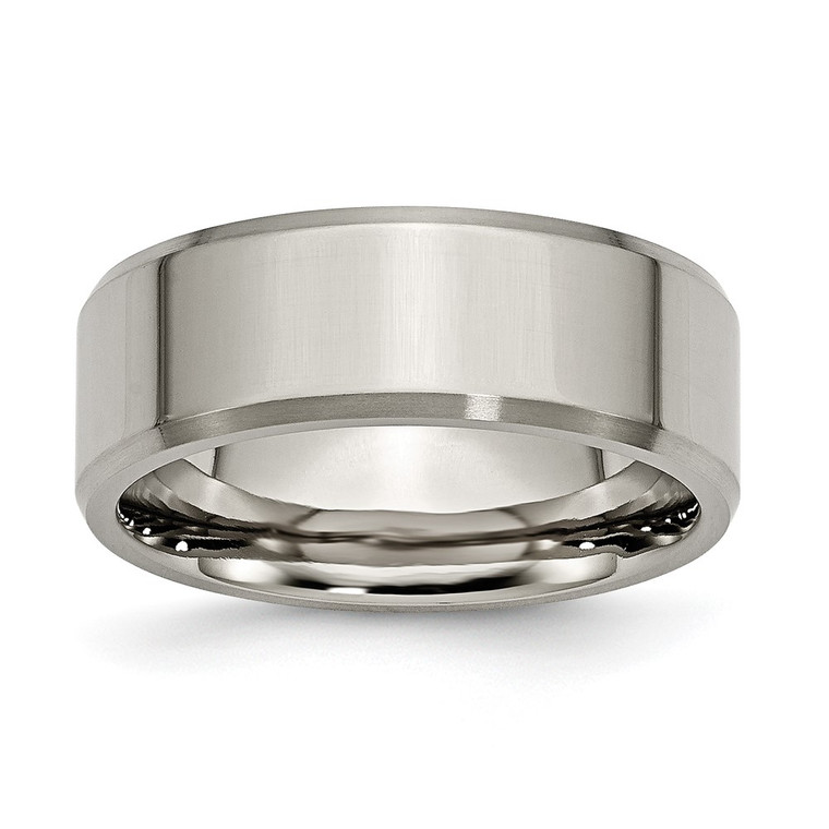 Chisel Titanium Brushed and Polished 8mm Beveled Edge Band - TB-93EBE100-8384